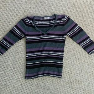 Vintage 3/4 Sleeve Striped Top